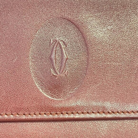 Cartier Vintage Must Line Bordeaux Tri-Fold Wallet w/ Kisslock Pouch - Preowned - Picture 15 of 15